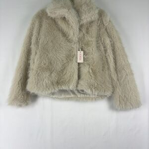 SOERA Faux Fur Loose Stand Collar Jacket